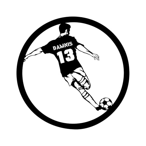 Personalisiert Wandtattoo Fussball mit Name und Nummer,Fußballspieler Wandaufkleber Wandsticker für Kinderzimmer Wohnzimmer Schlafzimmer Wanddeko,Geschenk für Kinder Junge Teenager Männer von Ozinna