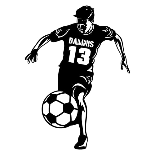 Personalisiert Wandtattoo Fussball mit Name und Nummer,Fußballspieler Wandaufkleber Wandsticker für Kinderzimmer Wohnzimmer Schlafzimmer Wanddeko,Geschenk für Kinder Junge Teenager Männer von Ozinna