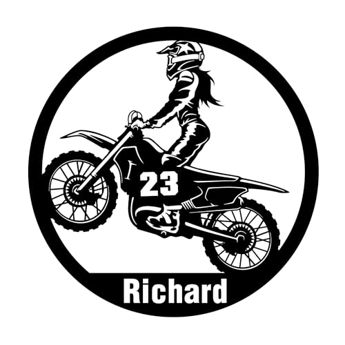 Personalisiert Wandtattoo Motorrad mit Name und Nummer Dirt Bike Wandaufkleber Wandsticker für Kinderzimmer Wohnzimmer Schlafzimmer Wanddeko,Geschenk für Kinder Junge Teenager Männer von Ozinna