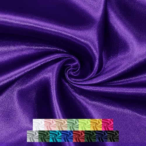 P Pothuiny Satinstoff, seidiger Charmeuse-Satin-Stoff für Brautschmuck, Hochzeitskleid, Dekoration, DIY, Bekleidung, Handwerk, 2,7 m x 152,4 cm breit, dunkelviolett von P Pothuiny