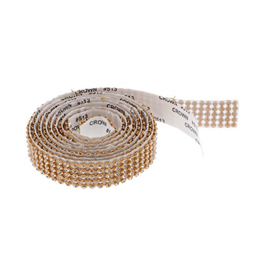 P Prettyia 1,2m Mesh Strassband selbstklebend Aufbügeln Dekoband Strassborte Glitzerband für Hochzeit Dekoration DIY-Basteln - Goldenes Weiß von P Prettyia