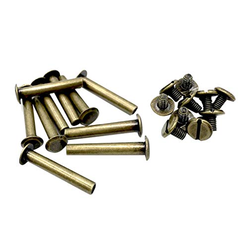 P Prettyia 10pcs Bronze Buchschrauben aus Metall, Größe Wählbar, Schraubnieten, Chicagoschrauben, Buchnieten für Leder Handwerk, Buch - 10x30mm von P Prettyia