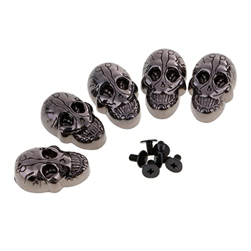 P Prettyia 5 Stück Punk Schädel Nieten Ziernieten Schmucknieten Totenkopf Dekonieten Set Verzierung - Schwarz, 21x15mm von P Prettyia