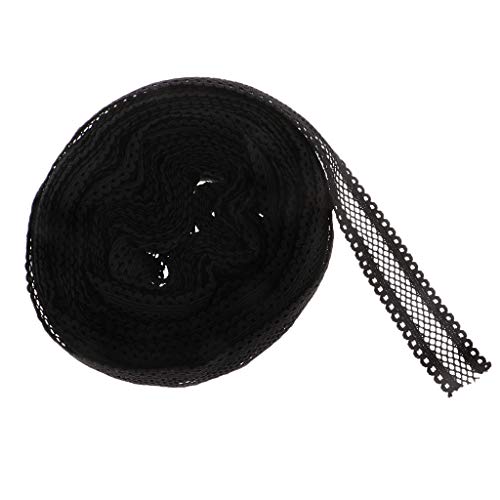 P Prettyia 5 Yards 18mm Elastische Dekoband Borte Zierband Spitzenborte Spitzenband Spitzenbordüre für Bekleidung Basteln - Schwarz von P Prettyia