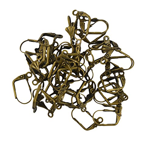 P Prettyia 50 pcs Ohrhaken Verschlüsse Klappbrisuren Ohrbrisuren Ohrringhaken Hebel zurück Ohrhaken Schmuckherstellung - Bronze von P Prettyia