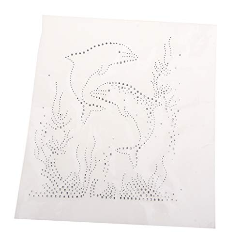 P Prettyia Bügelbild Aufbügler Bügelstrass Delphin Strassapplikationen zum Aufbügeln, Kristall Strass 278 x 260 mm von P Prettyia