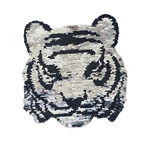 P Prettyia Wende-Pailletten Aufnäher Tiger Motiv Bügelbild Aufbügler Patches Applikation für T-Shirt Jeans Kleidung Taschen-Tiger von P Prettyia