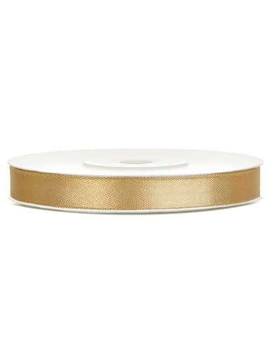 SATINBAND 25m x 6mm HOCHZEIT DEKOBAND Geschenkband Antennenband Schleifenband, Farbe:Gold von P&D