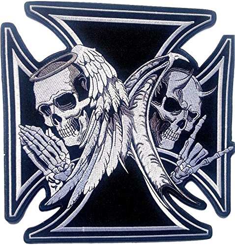 Skull-Aufnäher-Kreuz-Patches-Applikation-Stickerei-groß für Jeans-Jacke-n Kleidung Aufbügler zum aufbügeln " 24 x 24 cm “ von P.ANTIGURU