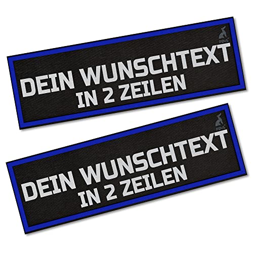 P24S 2 Stücke personalisiertes, benutzerdefinierter Klettsticker mit buntem Rahmen und Zwei Textzeilen(Groß) (Blau) von P24S