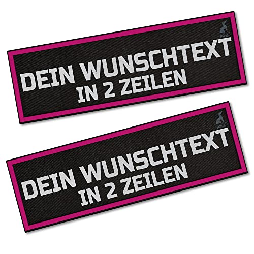 P24S 2 Stücke personalisiertes, benutzerdefinierter Klettsticker mit buntem Rahmen und Zwei Textzeilen(Groß) (Pink) von P24S