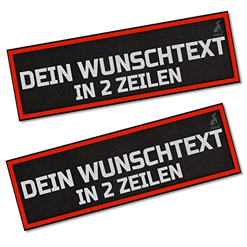 P24S 2 Stücke personalisiertes, benutzerdefinierter Klettsticker mit buntem Rahmen und Zwei Textzeilen(Groß) (Rot) von P24S