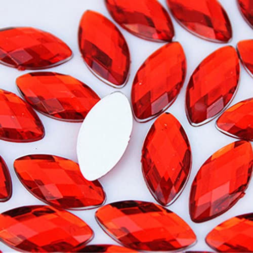 P9IDEDFH 100 Stück 9 x 18 mm bunte flache Rückseite Pferd Auge Acryl Strass Besatz Kristalle und Steine DIY Hochzeitskleid Strass (Farbe: Blau-Grün) (Rot) von P9IDEDFH