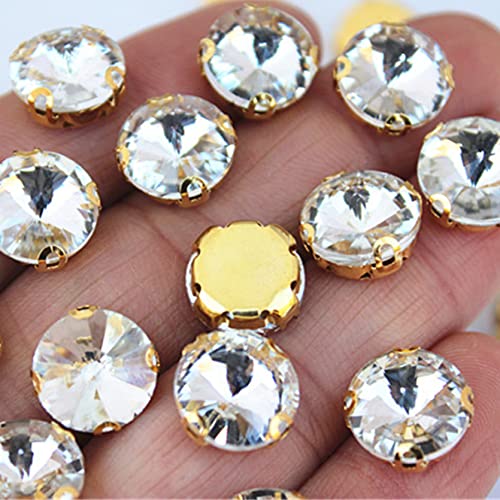 P9IDEDFH 30 Stück/Beutel DIY Hochzeitskleid Dekoration Zubehör gemischt Goldboden kristallklares Glas zum Aufnähen Klauen-Strasssteine (Farbe: 8 x 13 mm) (12 mm) von P9IDEDFH