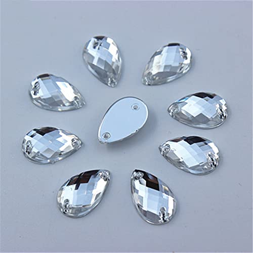 P9IDEDFH 813/1014/1318 mm 2 Löcher DIY Hochzeitskleid Klar Acryl Tropfen Strass Flatback Steine und Kristalle Nähen (Farbe: Stil A Größe: 13 x 18 mm 100 Stück) von P9IDEDFH