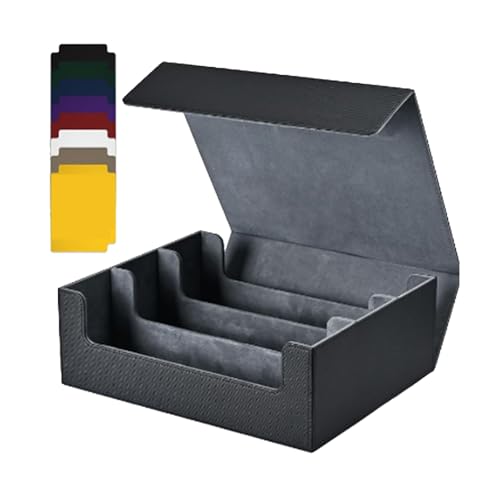 PACHHK Karten Aufbewahrungsbox für Sammelkarten 1800+ PU Karten Deck Case Magnetverschluss Kartenbox Kartendeck Hülle für Magnetische Spielkarten Schwarz von PACHHK