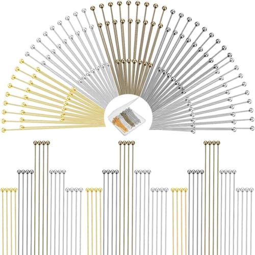 PACHHK Kugelstifte zur Schmuckherstellung, 1,5 cm, 2,3 cm, gemischtes Schmuckzubehör für DIY-Ohrringe, Halsketten, Perlenarbeiten, einfache Installation von PACHHK