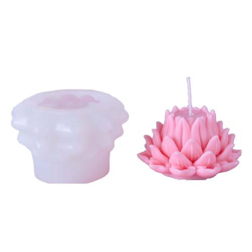 PACHHK Simulation Lotus Kerze Silikonform Blüte Seife Duft Ornamente Herstellung Schokolade Kuchen Geschenk Langlebig,B von PACHHK