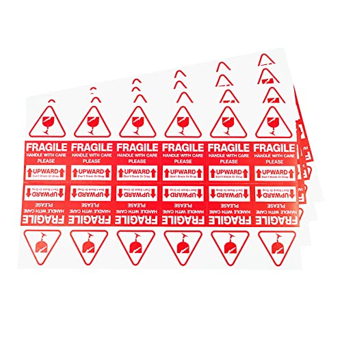 PACK4YA 240 × Vorsicht Zerbrechlich Aufkleber, 50 x 90 mm Verpackungsaufkleber Stark haftende Warnetiketten, Handle with Care, Fragile, Thank You Stickers Labels Moving Achtung Warnaufkleber UPWARD von PACK4YA