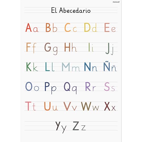 PACKLIST® El Abecedario para Niños en Español – Poster del Alfabeto con Letras de Colores Grandes y Divertidas para un Aprendizaje Fácil – Perfecto para Decorar Habitaciones Infantiles y Aulas von PACKLIST