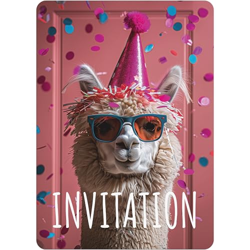PACKLIST Einladungskarte zum Geburtstag – 12 Lama-Einladungskarten für Ihre Party – die perfekte Einladungskarte für eine unvergessliche Party! von PACKLIST