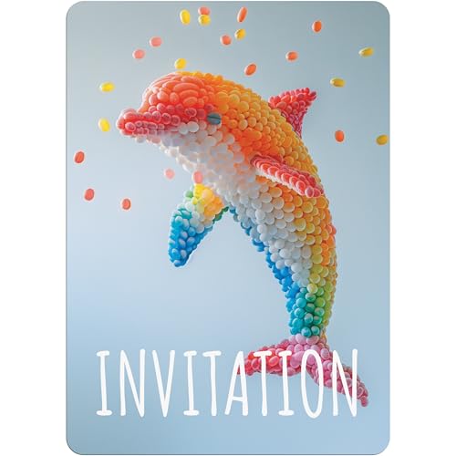 PACKLIST Einladungskarte zum Kindergeburtstag – 12 x Delfin-Einladungskarten für Ihre Party – die perfekte Einladungskarte für eine unvergessliche Party für Mädchen und Jungen! von PACKLIST