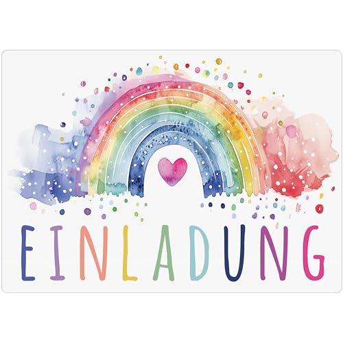 PACKLIST Einladungskarten Geburtstag – 12x Einladungskarten Regenbogen-Motiv für Ihre Feier – Die Ideale Einladungskarte Für Eine Bezaubernde Und Fröhliche Geburtstagsfeier! von PACKLIST