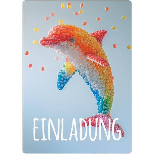 PACKLIST Einladungskarten Kindergeburtstag – 12x Einladungskarten Delfin für Ihre Feier – Die Perfekte Einladungskarte Für Eine Unvergessliche Feier Für Mädchen und Jungen! von PACKLIST