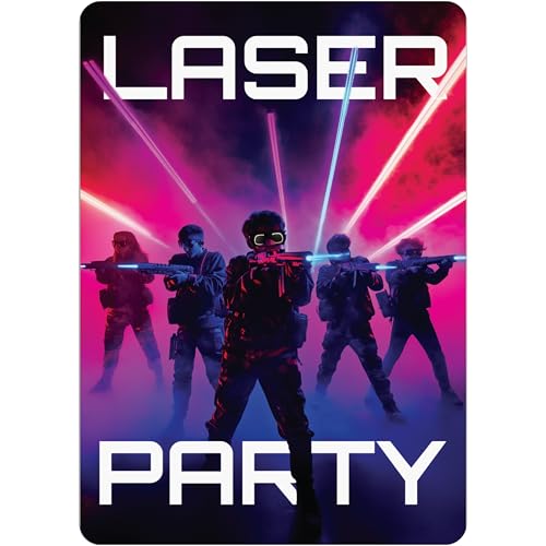 PACKLIST® Lasertag Einladungskarten Kindergeburtstag Junge Mädchen, 12 einladung kindergeburtstag für deine Gaming LASERTAG-PARTY! Mit diesen Einladungen wird jede Feier ein Erfolg. Let’s PARTY! von PACKLIST