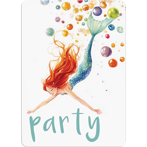 PACKLIST Einladungskarten zum Geburtstag und Partys – 12 personalisierbare Geburtstagskarten mit Meerjungfrau für Ihre Party! Mit dieser Einladung wird die Feier zum Erfolg. Let´s PARTY! von PACKLIST