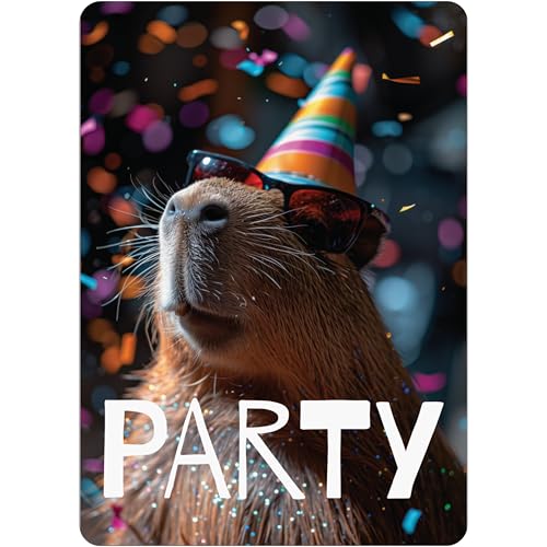 PACKLIST Geburtstags- und Party-Einladungskarten – 12 personalisierbare Einladungskarten mit Capybara-Design für deine Feier! Mit diesen Einladungen wird jede Party ein Erfolg. Let’s PARTY! von PACKLIST