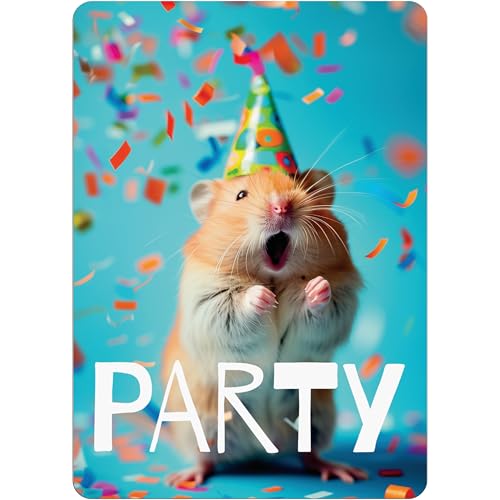 PACKLIST Geburtstags- und Party-Einladungskarten – 12 personalisierbare Einladungskarten mit Hamster-Design für deine Feier! Mit diesen Einladungen wird jede Party ein Erfolg. Let’s PARTY! von PACKLIST