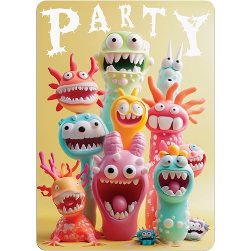 PACKLIST Geburtstags- und Party-Einladungskarten – 12 personalisierbare Einladungskarten mit Monstern für deine Feier! Mit diesen Einladungen wird jede Party ein Erfolg. Let’s PARTY! von PACKLIST