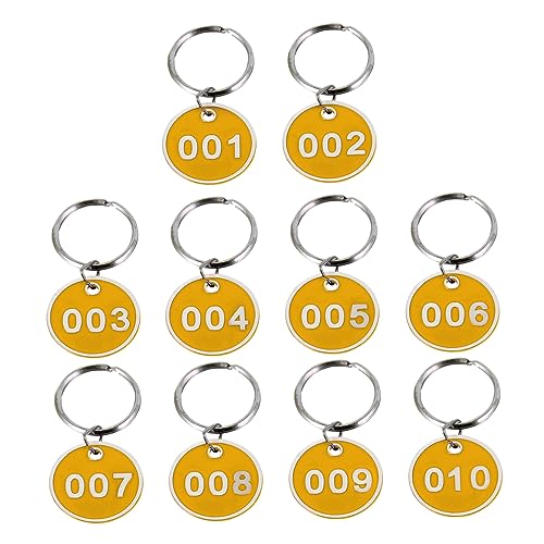 PACKOVE 1 Nummernschild Zahl Schlüsselanhänger Runde Etiketten Schlüsselanhänger Mit Schlüsselanhänger Zahlen Id-tags Zahlenketten Zahlenkarten Gelbe Schlüsselanhänger Metall Yellow von PACKOVE