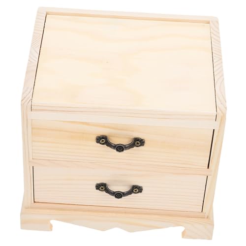 PACKOVE 1 Stück Karton Kommode aus Holz Kommoden-Schubladen-Organizer Schminkschubladen-Organizer Organizer für Schmuckschubladen Ringorganisator holzaufsteller holzbox schmuck box von PACKOVE