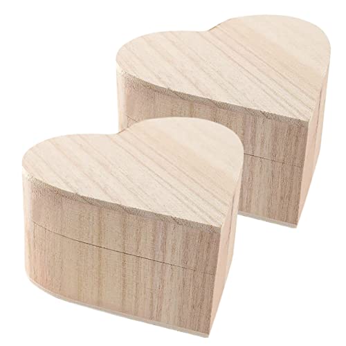 PACKOVE 2 Stücke Boxen Schmucketuis schmuckkästchen storage boxes schmuck kästchen vorratsboxen herzförmige Schachteln Herz Schmuck Schmuckverpackungen aus Holz Fensterbilderrahmen hölzern von PACKOVE