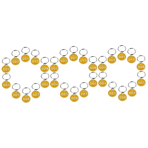 PACKOVE 3 Packungen Nummernschild Zahl Schlüsselanhänger Gelbe Schlüsselanhänger Kennzeichen Schließfachnummer-tags Etiketten Für Schlüsselanhänger Zahlen Id-tags Metall Yellow von PACKOVE