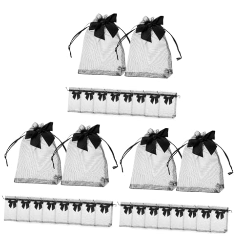 PACKOVE 3 Sätze Netztasche Mit Schleife Organzabeutel Wiederverwendbar Chiffon Sackleinen Schmuckbeutel Süßigkeitenbeutel Armband Verpackung Geschenktüten Für Mädchen Black 10 Stück * 3 von PACKOVE