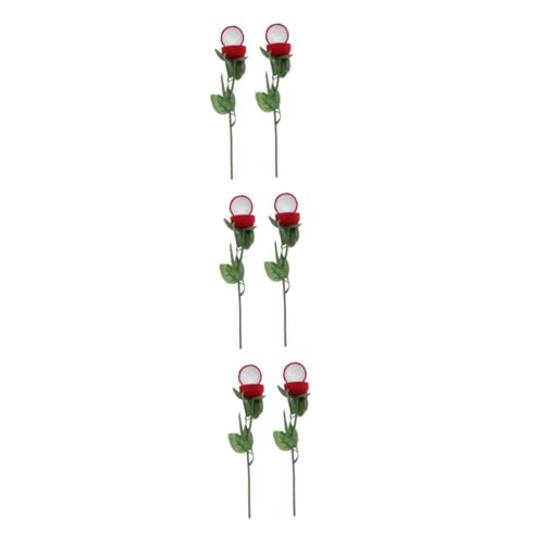 PACKOVE 3 Sätze Schmuckschatulle Zum Valentinstag Blumenförmiger Ringbehälter Ringetui Mit Roter Halter Für Rosenringe Schachteln Für Verlobungsringe Flanell 2 Stück * 3 von PACKOVE