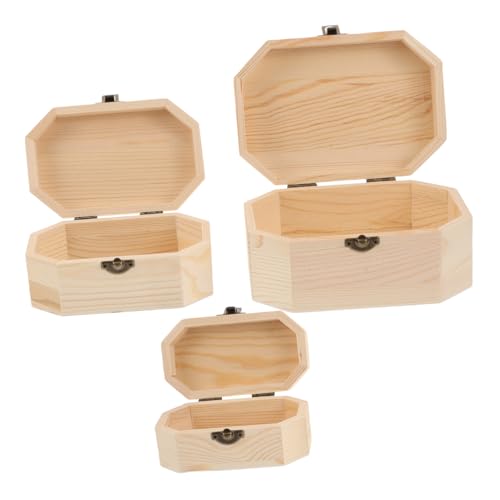 PACKOVE 3-teiliges Box-set Schmuckschatulle Aus Holz Led-geldbörse Musterpräsentationsständer Bonsai-präsentationsständer -aufkleber Schmuck-schlüsselanhänger Golfzubehör Kiefernholz von PACKOVE