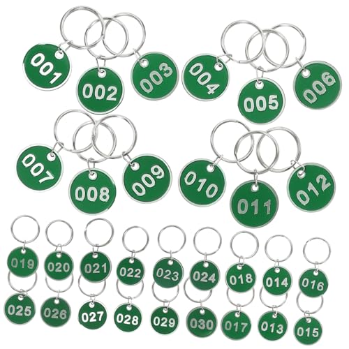 PACKOVE 30St Handnummernschild Etiketten Stichworte runden schlüsselanhänger kennzeichen Schlüsselanhänger Nummernschilder Schlüsselanhänger mit Ring Schlüsselidentifikationsschilder Green von PACKOVE