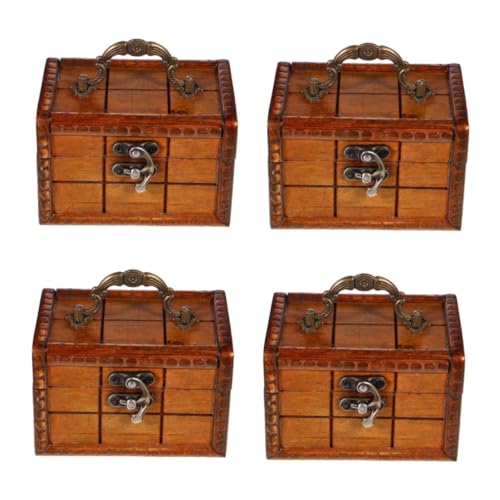 PACKOVE 4 Stück Für Retro-schmuck Schmucketui Für Den Haushalt Kommoden-schmucketui Schmuckhalter Für Die Arbeitsplatte Schmuck-organizer Schatzkiste Hölzern Light Brown von PACKOVE