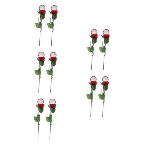 PACKOVE 5 Sätze Schmuckschatulle Zum Valentinstag Ringetui Mit Roter Schmuckkästchen Halter Für Rosenringe Blumenförmiger Ringbehälter Verlobungsring Etui Flanell 2 Stück * 5 von PACKOVE