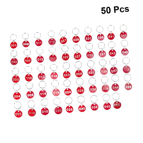 PACKOVE 50 Stück Gepäck-ID-Tags Schlüsselanhänger mit Nummernschild Zahlenschlüsselkette 1-50 kofferanhänger metall Schlüsselanhänger-Labels Kennzeichen Etiketten für Schlüsselanhänger von PACKOVE