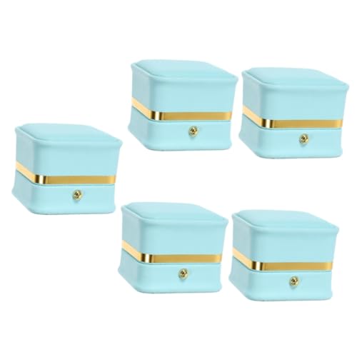 PACKOVE 5Er-Box quadratische Ringbox Schubladenteiler Schubladen-Organizer Geld Schmuckkästchen mit Samtfutter Schmuckkästchen für Frauen reise schmuckschatulle Reiseutensilien Pu Sky-blue von PACKOVE