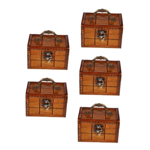 PACKOVE 5st Für Retro-schmuck Kleine Schatztruhe Kommoden-schmucketui Kommode Schmuckschatulle Schmuck-organizer Desktop-schmucketui Light Brown Hölzern von PACKOVE