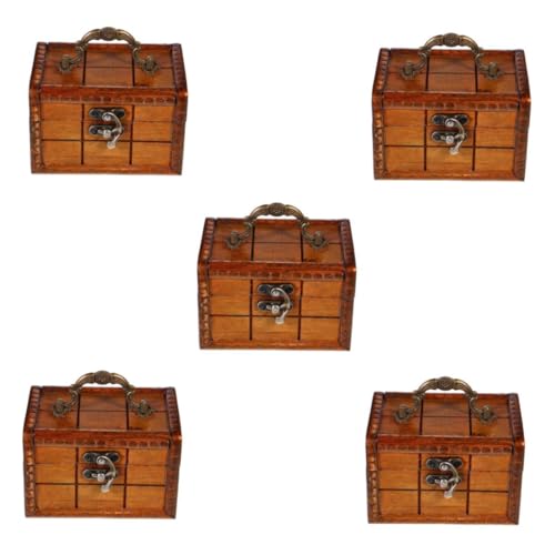 PACKOVE 5st Für Retro-schmuck Schmuckhalter Für Die Arbeitsplatte Kommode Schmuckschatulle Kleine Schatztruhe Mini-schatztruhe Kommoden-schmuckhalter Hölzern Light Brown von PACKOVE