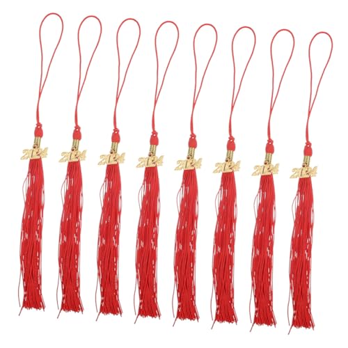 PACKOVE 8 Stück Graduierungskappe Quasten Pendant feierstahl Abschluss Hut Schmuckanhänger Graduierung Tassel DIY-Abschlusshutaufsatz Etiketten Hut- Abschlussquaste Polyester rot von PACKOVE