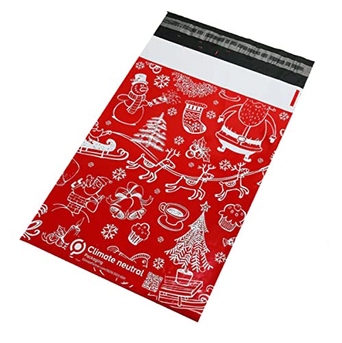 10 x 35,6 cm (25 Stück) rot Weihnachten Weihnachten Poly-Postversandtaschen Starke Versandtaschen Portoverpackung Verschiedene Versandtaschen Postversand Post Pakete von PACKnSELL