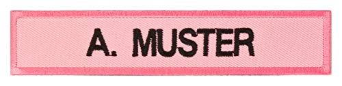 PACOTEX Namensschild bestickt mit eigenem Namen personalisiert Stickschild in vielen Größen und Farben mit Klett (100x20mm, rosa) von PACOTEX